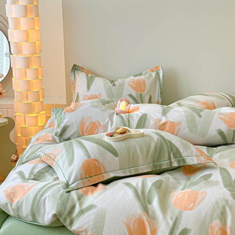 全棉印花四件套加厚磨毛网红小清新四季纯棉三件套加大被套床笠款,淘宝优惠券,粉丝福利购,淘宝优惠卷