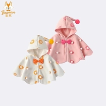 Clear Goods Treasure Baby Cloister Girl Cloak Hood Autumn Winter Clothing Children Shawl and velvet Princess Van Liando