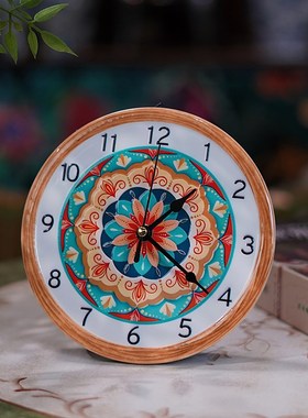 吉祥复古敦煌唐卡艺术时钟摆件客厅卧室扫秒R钟表家居钟饰摆件