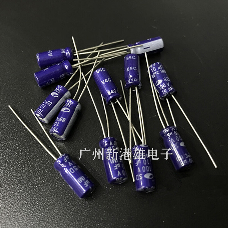 一千个韩国三和SAMWHA进口铝电解电容10UF100V 10UF 5*11棕色蓝色-图1