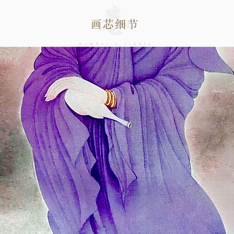 定制南海紫衣观音菩萨画像挂画丝绸画卷轴画复古装饰画可定制定-图2