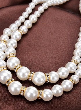 日韩国装饰项链配饰 秋冬百搭挂件锁骨时尚大气长款珍珠毛衣链女