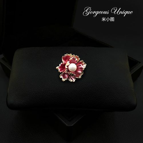 1886 别致小巧牡丹花扣针花朵防走光小胸针胸花西服衬衫领针领扣 - 图0