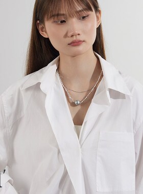 法式复古双层碎银子珍珠项链女小众高级感颈链气质轻奢秋冬毛衣链