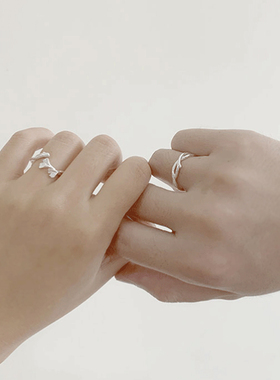 银杏叶闺蜜戒指纯银姐妹食指一对女信物男戒银饰小众对戒二人情侣