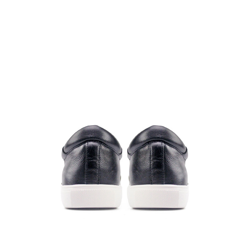 鸿号HONGHAO女款优质小羊皮板鞋一脚蹬黑色时尚休闲百搭H49001 - 图3