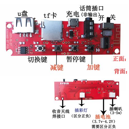 蓝牙音响功放板模块 彩灯mp3板子蓝牙接收器收音机diy音箱低音炮 - 图2