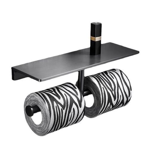 枪灰色全铜纸巾架卫生间纸巾盒壁挂式厕所抽纸盒浴室洗手间卷纸架 - 图3