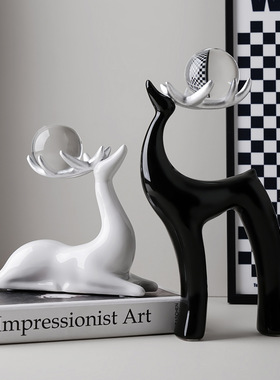 贝汉美水晶梅花鹿家居客厅电视柜桌面装饰品摆件乔迁礼品一件代发