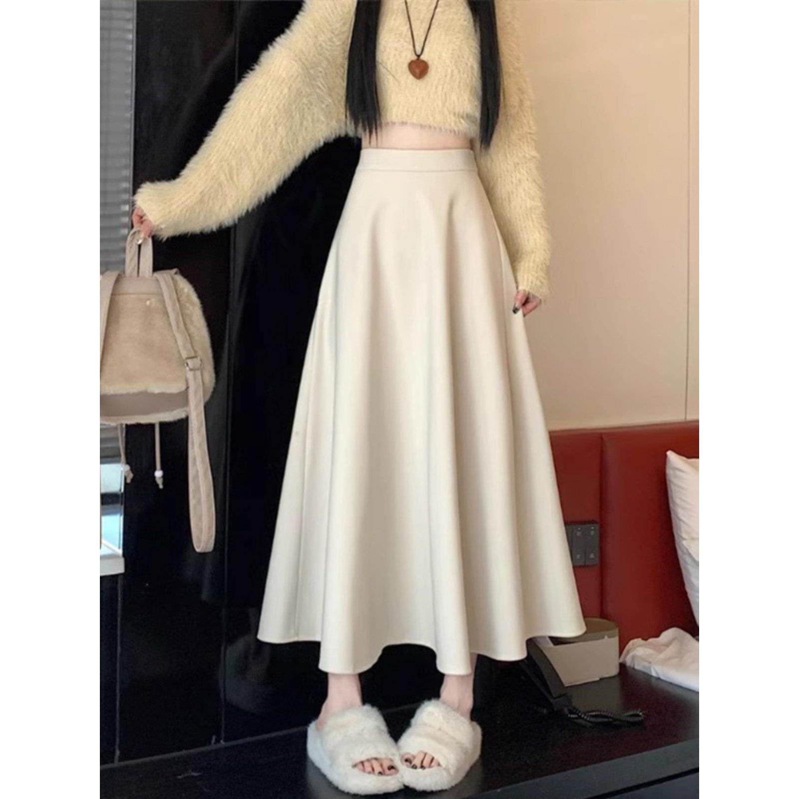 大码赫本风粉色毛呢半身长裙女秋季穿搭胖mm小个子a字百褶裙半裙,淘宝优惠券,粉丝福利购,淘宝优惠卷