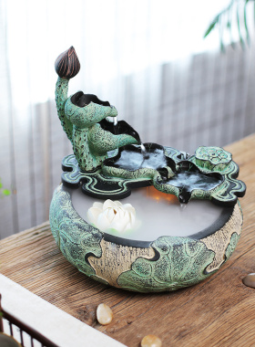 创意桌面流水喷泉摆件家居v饰品客厅电视柜加湿器装饰景观开业礼