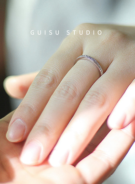 归素细圈情侣戒指纯银一对小众设计饰品冷淡风日式对戒刻字礼物