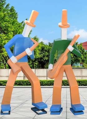 户外大型抽象音乐人物玻璃钢雕塑学校商场装饰商业街广场美陈摆件