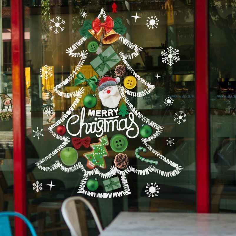 装饰圣诞贴纸铃铛圣诞q节玻璃贴静电窗贴门贴装饰品橱窗推拉门布 - 图0
