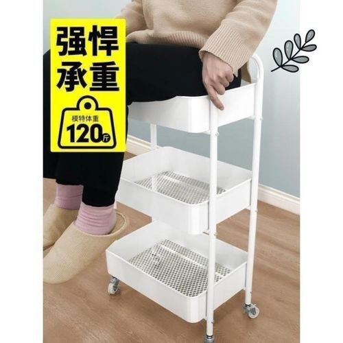 小推车置物架卧室卫生间落地多层零食架厨房可移动学生宿舍收纳架 - 图2