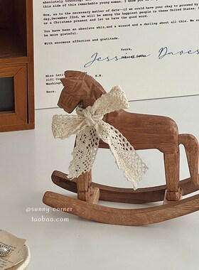 复古怀旧木马摆件ins风客厅卧室玄关木雕摇摇马实木桌面装饰摆件