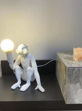 北欧树脂麻绳猴子壁灯儿童房酒吧餐厅走廊店面装饰灯动物猴子吊灯