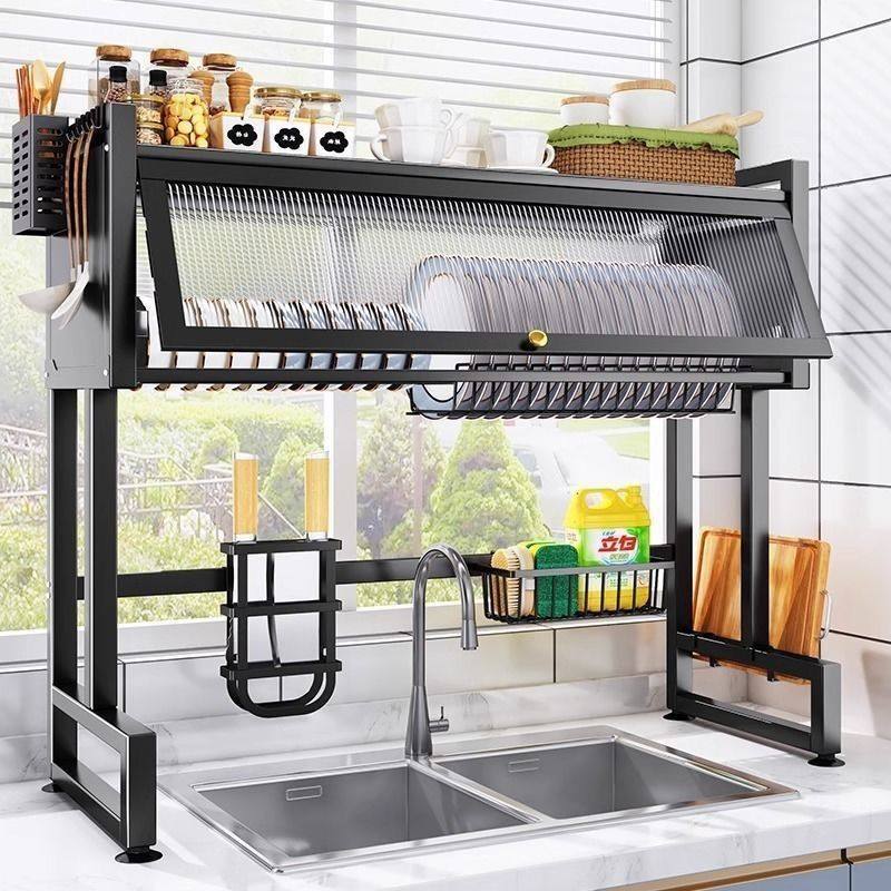 加厚厨房水槽置物架台面碗碟水池碗柜多功能防尘带柜门碗盘沥水架,淘宝优惠券,粉丝福利购,淘宝优惠卷