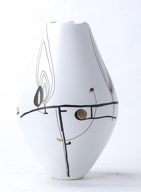 现代家居意式轻奢趣味手绘陶瓷花瓶样板房客O厅摆件售楼处花插花