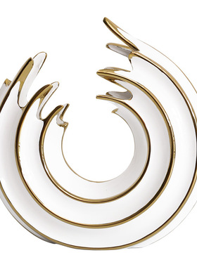 北欧陶瓷摆件现代l客厅创意圆形轻奢海浪花家居饰品极简玄关花器