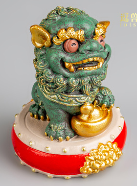 国潮招财镇宅摆件一对装饰桌面乔迁文创故宫石狮子礼物中式