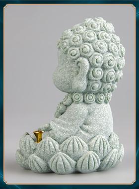 装饰家居小青国潮景观鱼缸和尚创意摆件工艺品砂石桌面盆栽茶宠