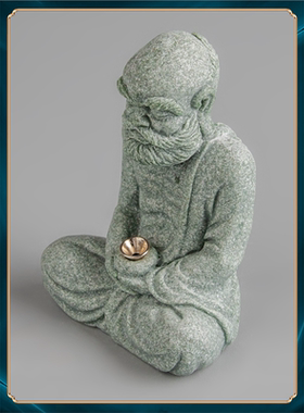 达摩新中式砂石高端香香摆件茶室小线插香座装饰青布置禅意