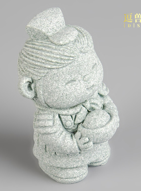 博古架摆件摆设招财茶宠兵马俑装饰鱼缸创意书柜卡通造景桌面家居