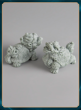 龟砂石造景桌面创意朋友小龙青鱼缸居家摆件国潮装饰办公送礼