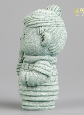 博古架创意招财茶宠兵马俑书柜摆设家居卡通鱼缸造景装饰摆件桌面