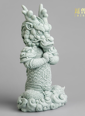 桌面客厅纳福将桌面家用装饰品玄关摆件创意招财青砂创龙国潮文