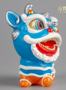 醒狮吉祥风摆设家居舞狮装饰国潮桌面摆件玄关砂石酒柜青