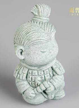 招财书柜摆件造景博古架创意兵马俑桌面卡通家居鱼缸摆设茶宠装饰