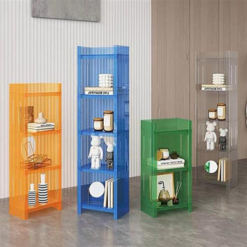 Nordic acrylic floor-standing bookshelf storage rack display rack ຫ້ອງຮັບແຂກການສຶກສາຂອງເດັກນ້ອຍຫຼາຍຊັ້ນສະແດງ rack wine ຕູ້ customization