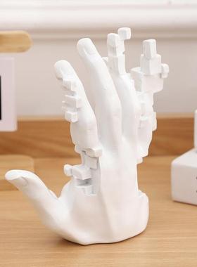 北欧创意白色马赛克手掌树脂摆件客厅卧室玄关酒店书房家居装饰品