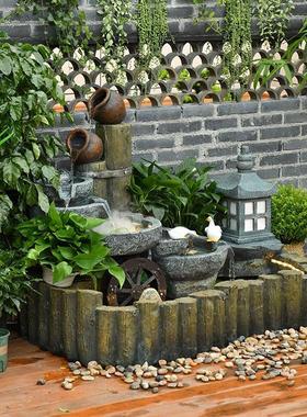 田园仿古流水摆件循环水客厅假山喷泉阳台鱼池造景观庭院花园布置