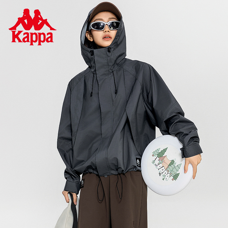 Kappa卡帕防风衣2024新款女春落肩防水外套连帽开衫长袖K0E22FJ72 - 图3