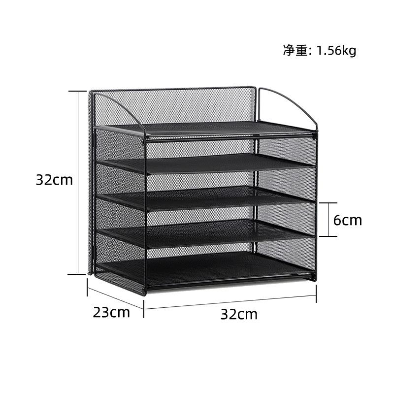 桌面金属文件架五层可拆卸活动层板铁质网A4纸办公资料收纳架多层 - 图2
