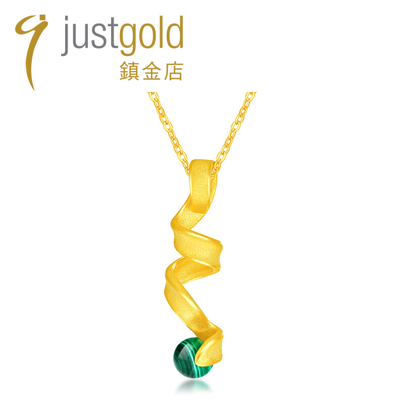 justgold镇金店5G工艺舞动飞旋足金黄金吊坠1527991Y - 图1