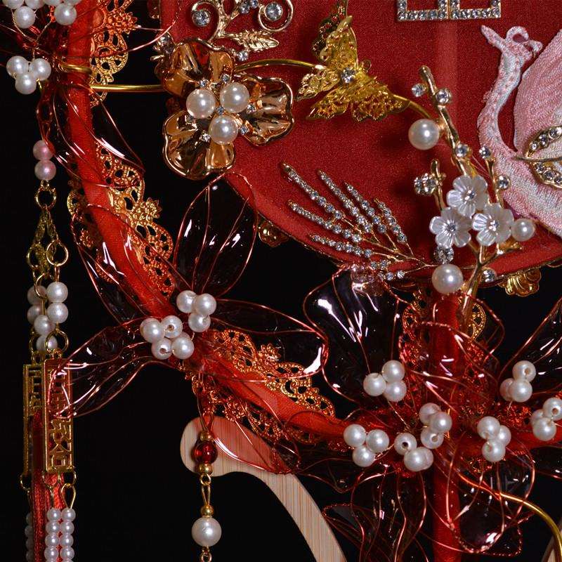 新娘喜扇秀禾服团扇结婚婚礼团扇古风扇子出嫁扇喜字扇中式手捧花 - 图1