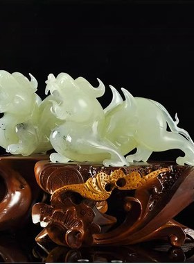 威弗列德貔貅摆件一对 客厅办公室招财L岫岩玉雕玉石貔貅摆件