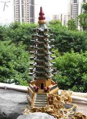 假山盆景摆件陶瓷文昌塔宝塔水族鱼缸流水配件办公室书房居家装饰