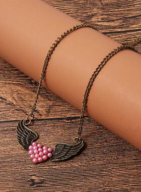 复古项链Ornaments Retro pearl love exaggerated long necklace