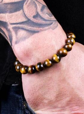 Beaded Bracelet 8mm Natural Stone Beads Black Onyx Lava Tige