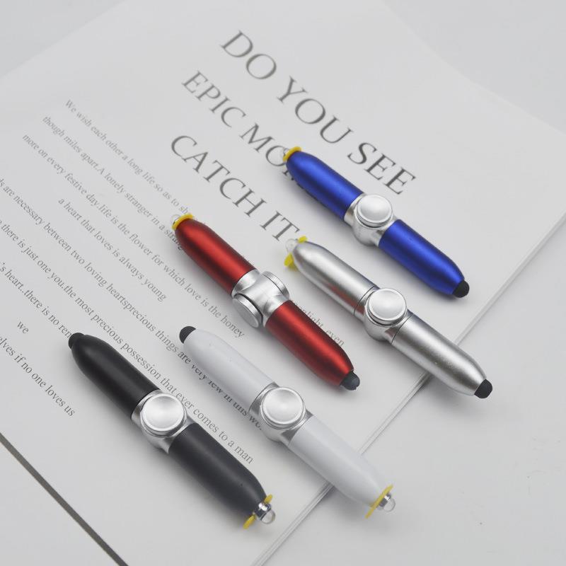 厂家直销爆款创意减压笔多功能指尖陀螺圆珠笔LED发光触控礼品笔 - 图0