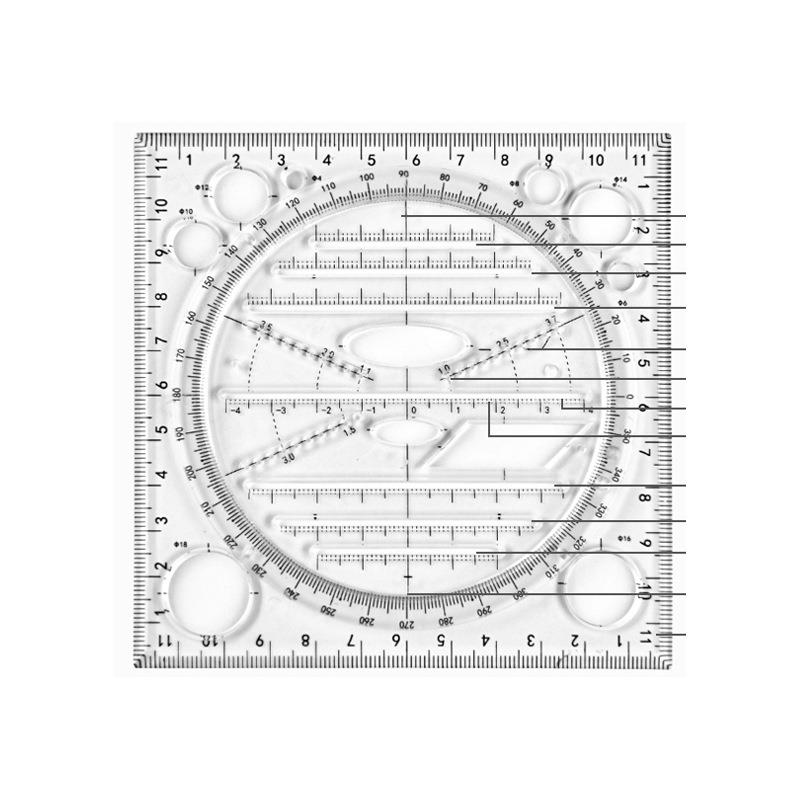 多功能尺子几何图形绘图神器高初中生考试平行椭圆三角直尺函数尺 - 图3