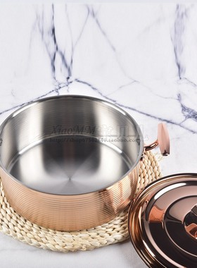 现代简约样板房厨房摆件厨房锅具软装304不锈钢S金炫纹汤锅装饰品