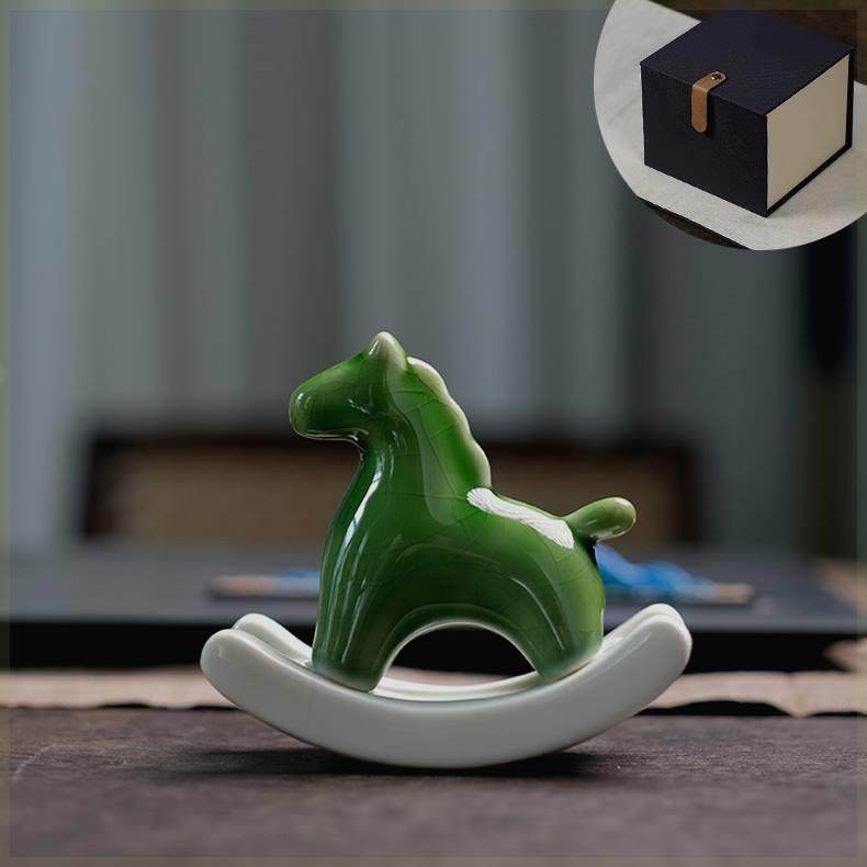 冰裂纹摇摇马摆件创意高颜值桌面玄关陶瓷装饰品家居工艺品送朋友,淘宝优惠券,粉丝福利购,淘宝优惠卷