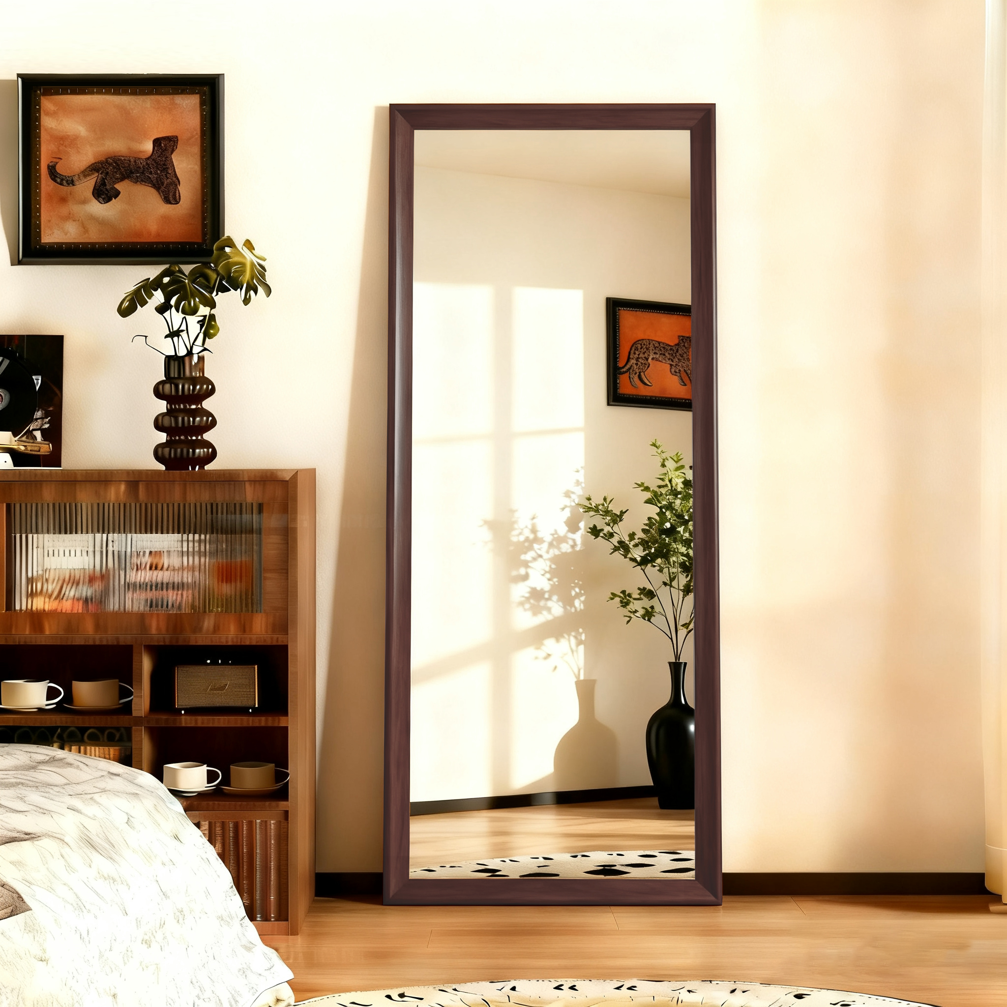 中古全身镜高级感穿衣镜家用轻奢复古落地镜网红大镜子高清试衣镜 - 图0