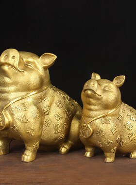 铜百福猪摆件 铜猪摆件 铜生肖猪摆件 卡通猪摆件